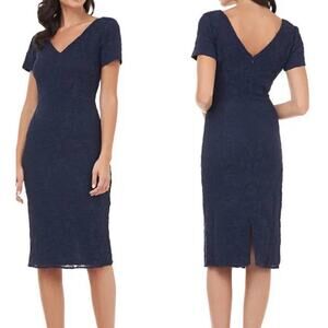 JS Collections dress Erin V neck midi dark blue size 4